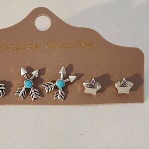 Set of three stud earrings costume jewelry NEW